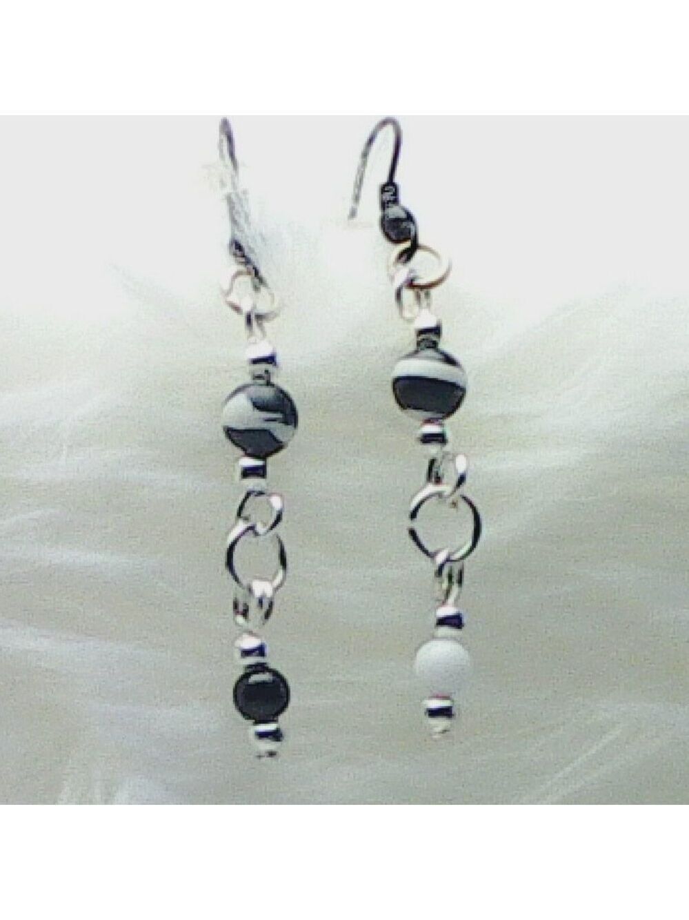 No 252 Two pairs of handmade earrings with minimalist polished stones